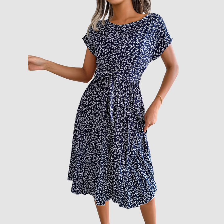 Lina™ Short Sleeve Floral A-Line Dress