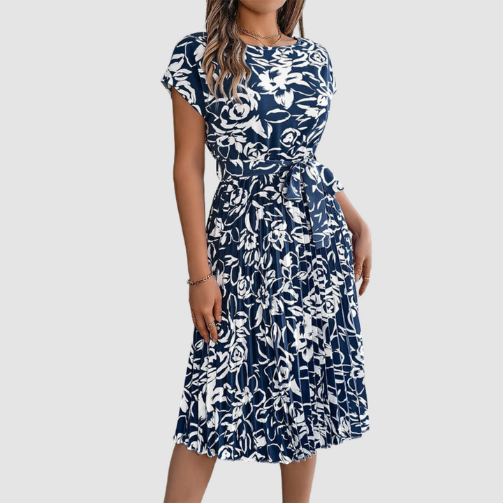 Rosie™ Elegant Floral Pleated Dress