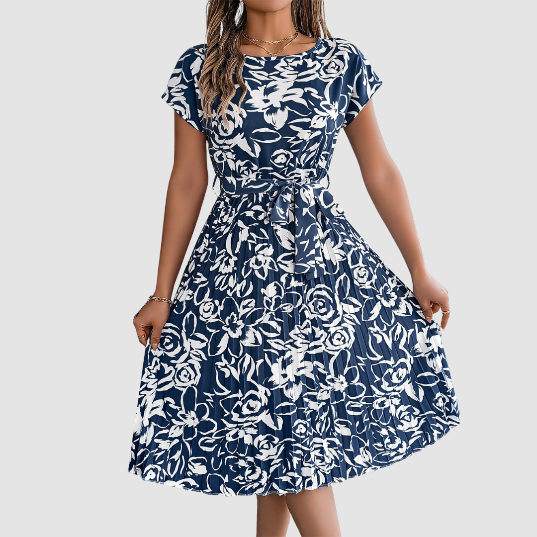 Rosie™ Elegant Floral Pleated Dress