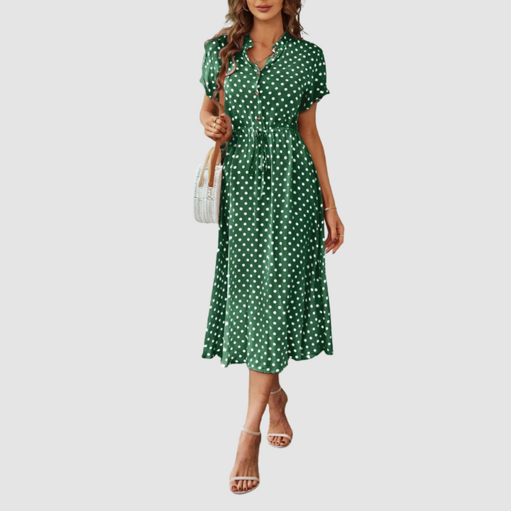 Kristen™ Elegant Polka Dot Midi Dress