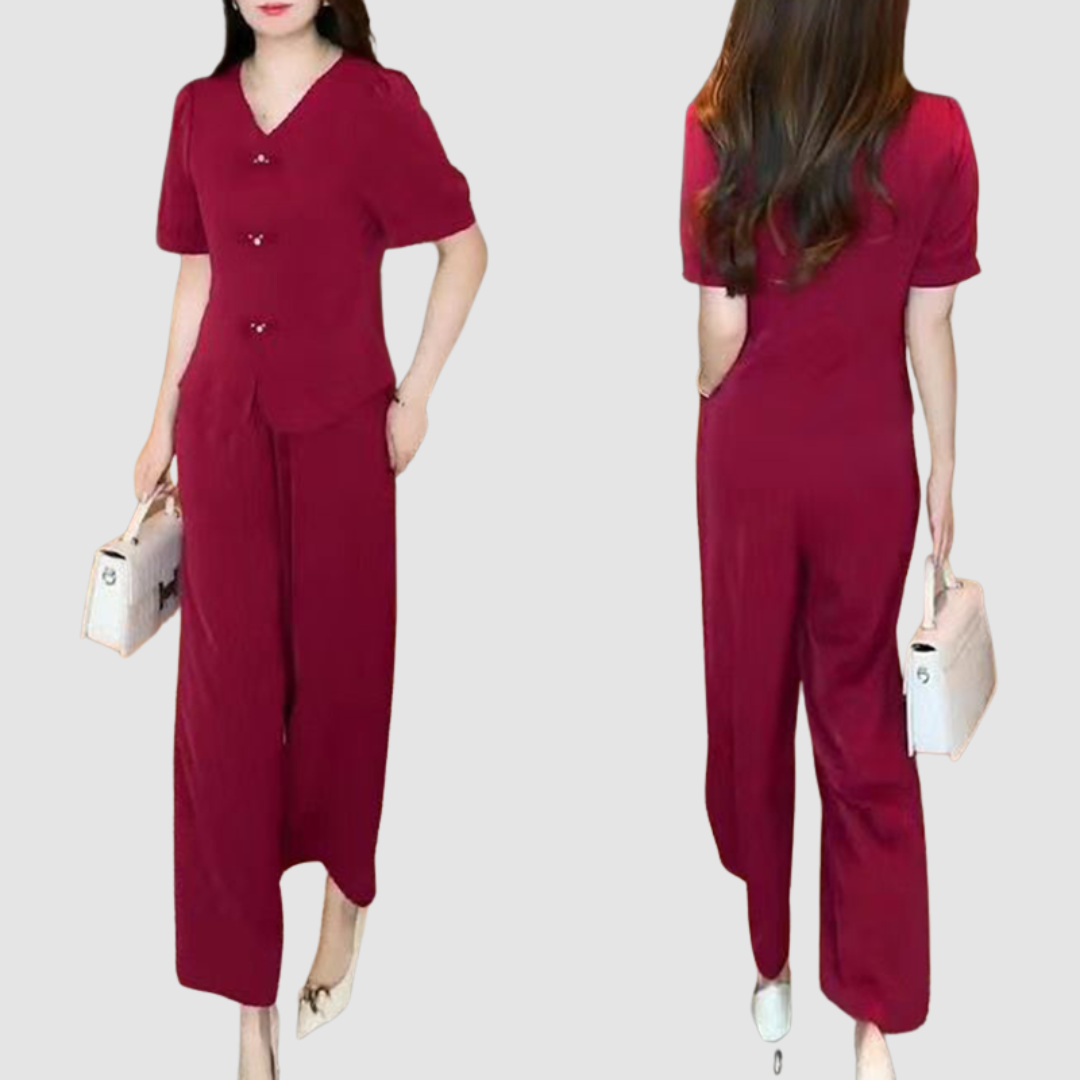 Elsie™ Elegant Short-Sleeve Two-Piece Set